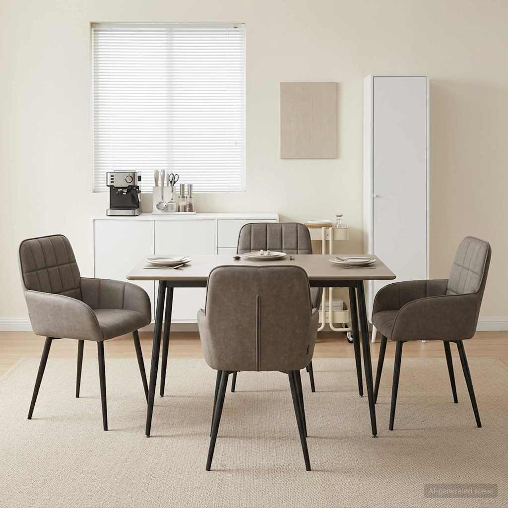 vidaXL Matstolar 4 st Konstl&auml;der Gr&aring; 56.5 x 50 x 85 cm
