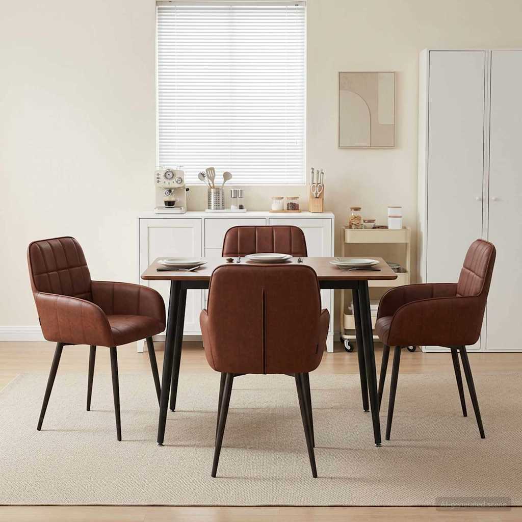 vidaXL Matstolar 4 st Konstläder Skinande Brun 56.5 x 50 x 85 cm