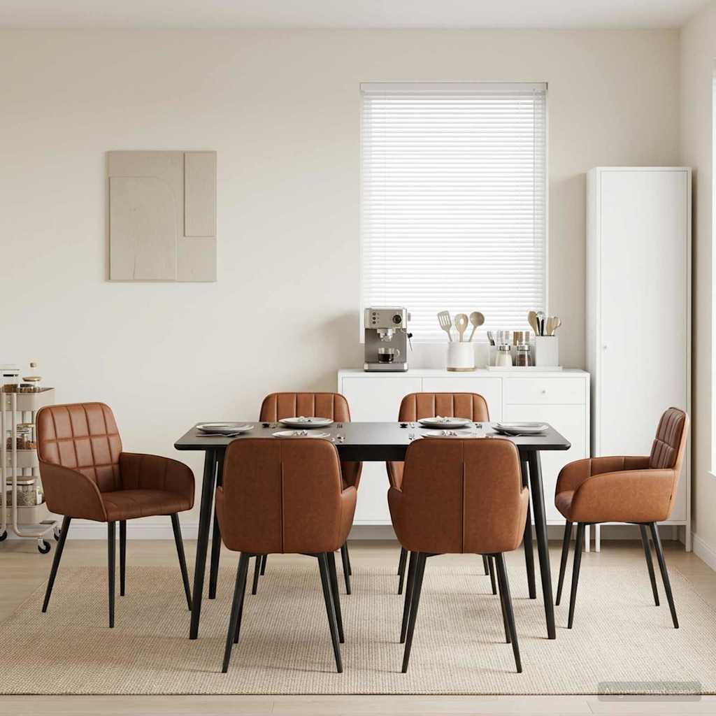 vidaXL Matstolar 6 pcs Konstläder Brun 57 x 50 x 85 cm