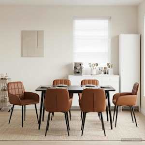 Jedilni stoli 6 pcs Umetno usnje Rjava 56,5 x 50 x 86 cm