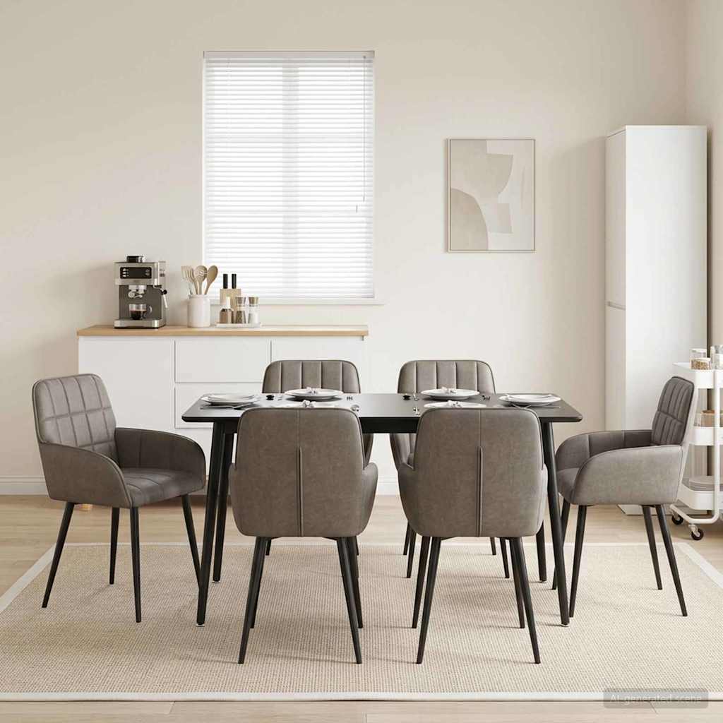 vidaXL Matstolar 6 pcs Konstläder Grå 57 x 50 x 85 cm