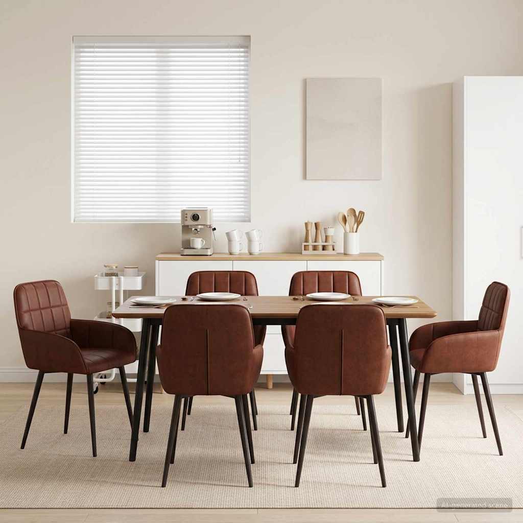 vidaXL Matstolar 6 st Konstläder Skinande Brun 56.5 x 50 x 85 cm