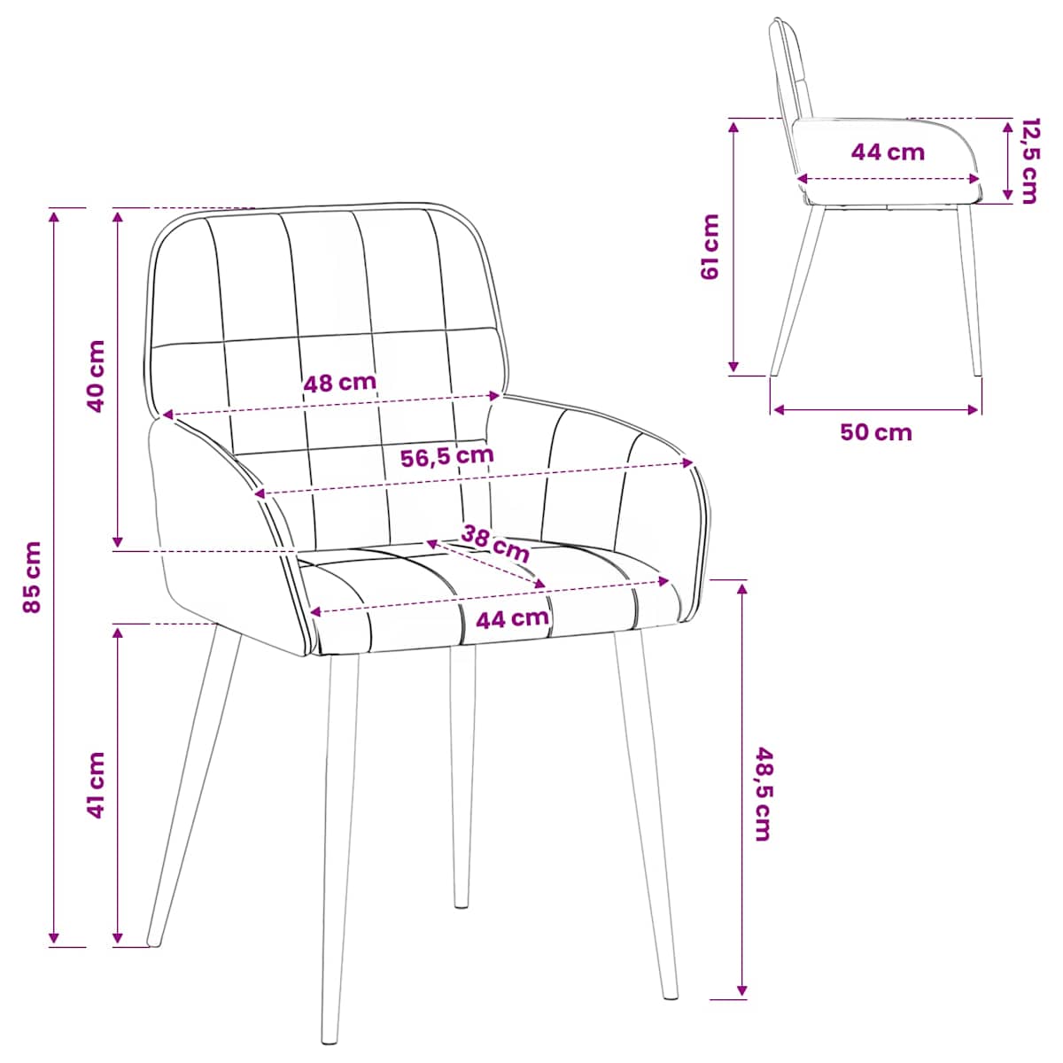 Spisestole Kunstlæder 56,5 x 50 x 85 cm - Billede 8