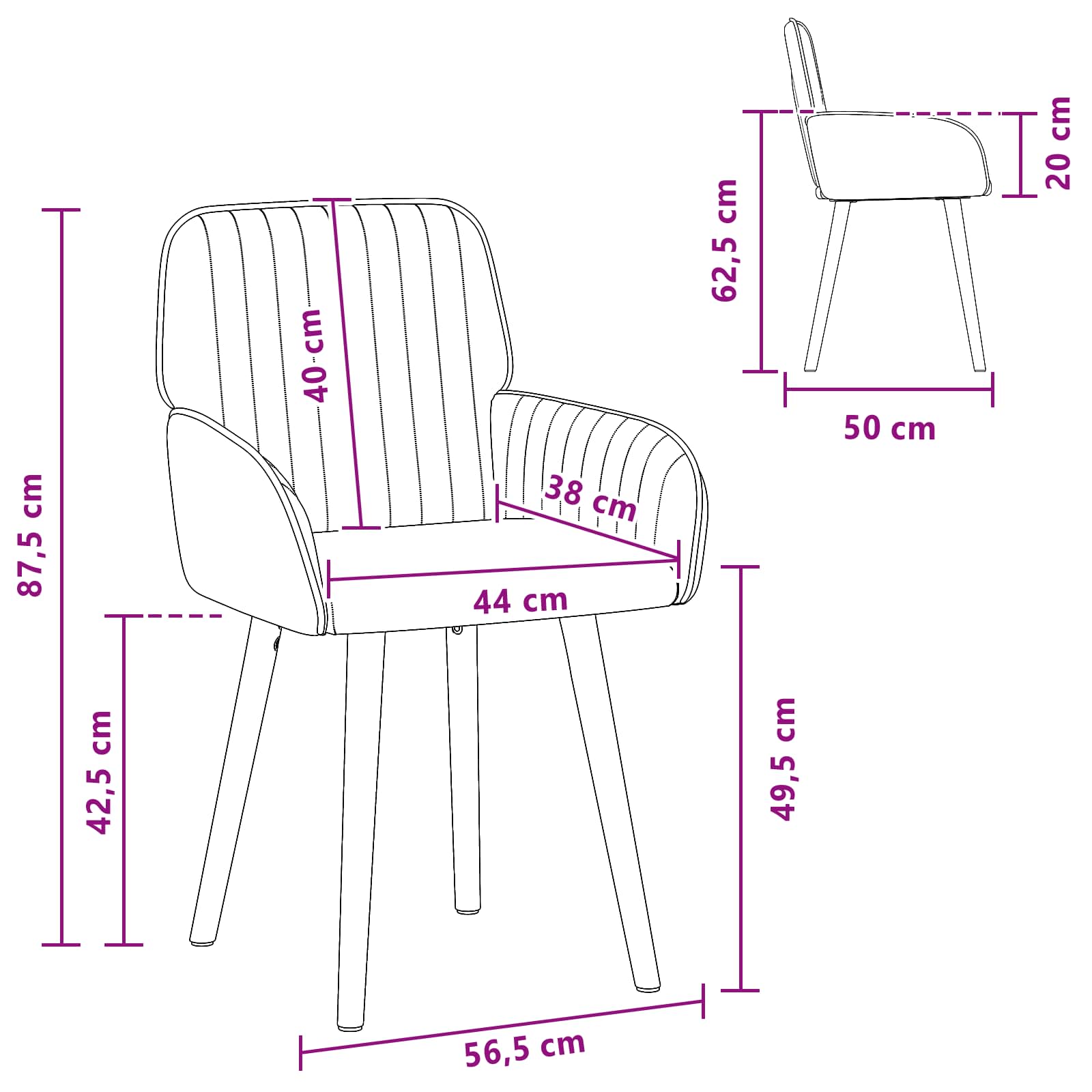 Jedilni stoli 4 pcs Blago Svetlo siva 56,5 x 50 x 87,5 cm - slika 8