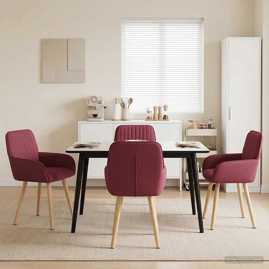 vidaXL Matstolar 4 st Tyg Vinr&ouml;d 56,5 x 50 x 87,5 cm