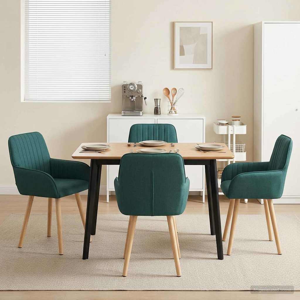 vidaXL Matstolar 4 st Tyg M&ouml;rkgr&ouml;n 56,5 x 50 x 87,5 cm