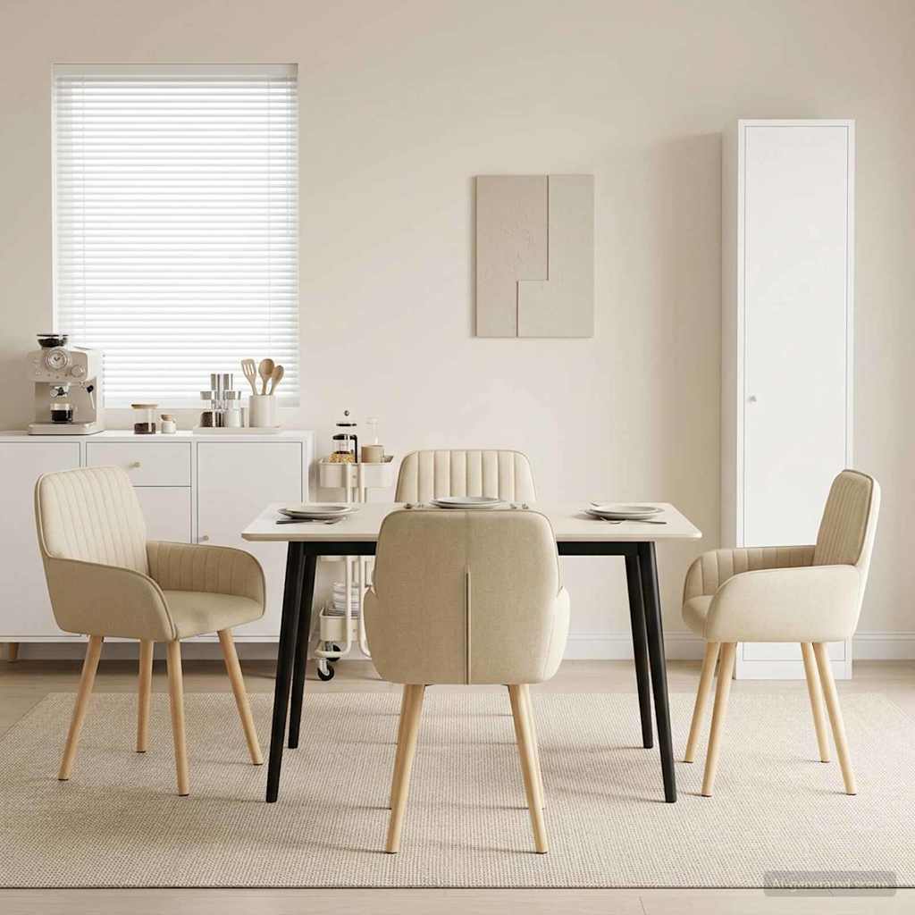 vidaXL Matstolar 4 st Tyg Gräddvit 56,5 x 50 x 87,5 cm