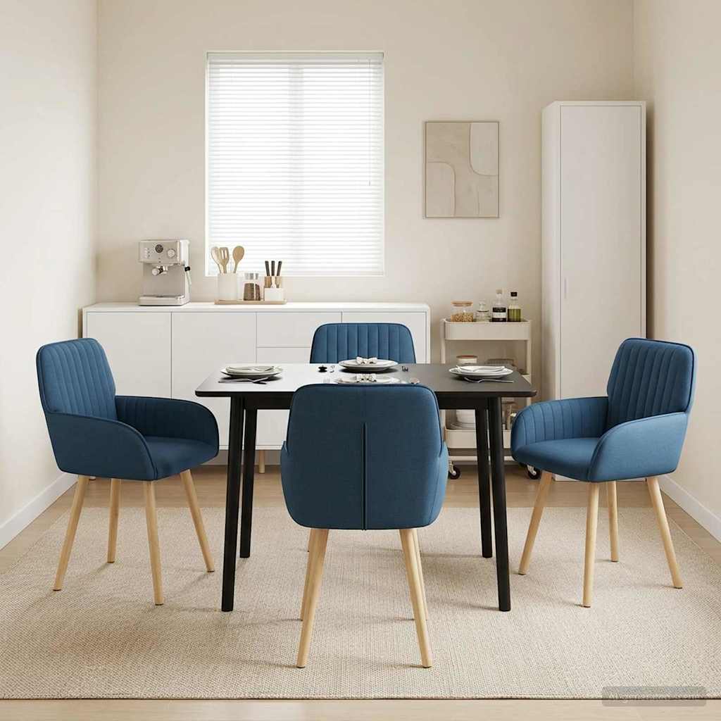 vidaXL Matstolar 4 st Tyg Blå 56,5 x 50 x 87,5 cm
