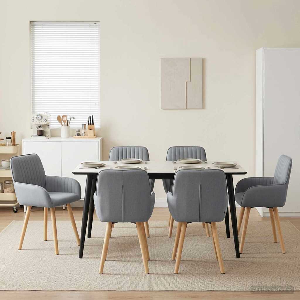 vidaXL Matstolar 6 st Tyg Ljusgr&aring; 56,5 x 50 x 87,5 cm