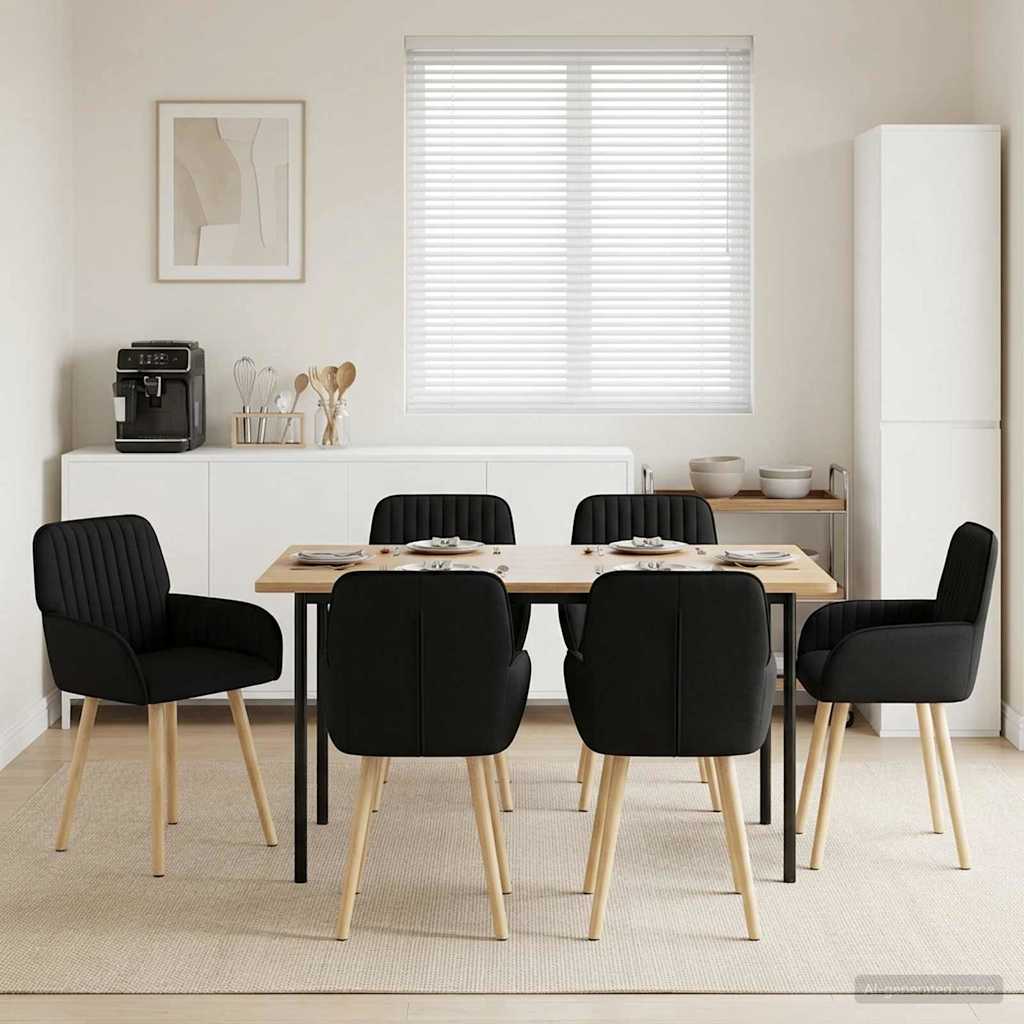vidaXL Matstolar 6 st Tyg Svart 56,5 x 50 x 87,5 cm