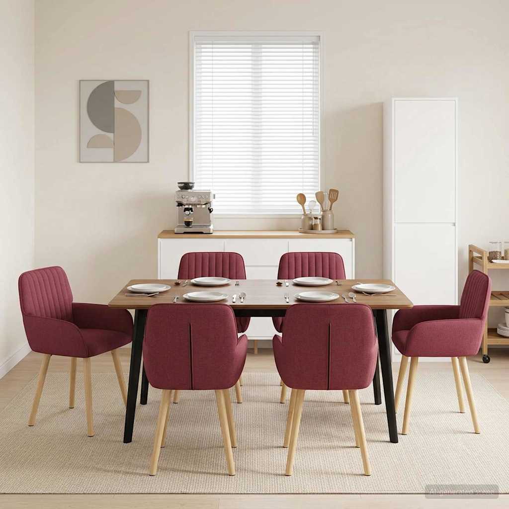 vidaXL Matstolar 6 st Tyg Vinr&ouml;d 56,5 x 50 x 87,5 cm