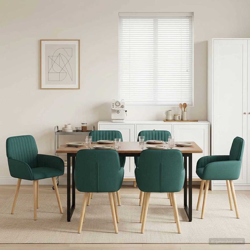 vidaXL Matstolar 6 st Tyg M&ouml;rkgr&ouml;n 56,5 x 50 x 87,5 cm