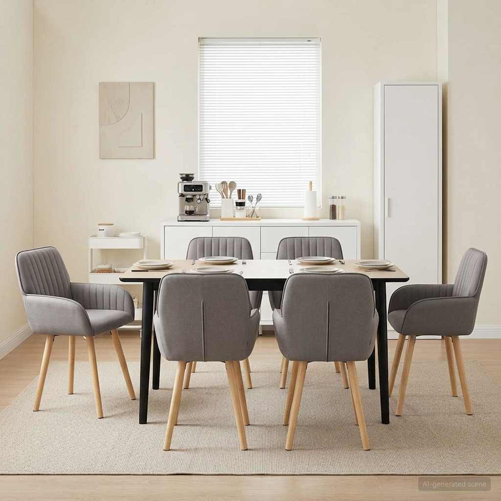 vidaXL Matstolar 6 st Tyg Taupe 56,5 x 50 x 87,5 cm