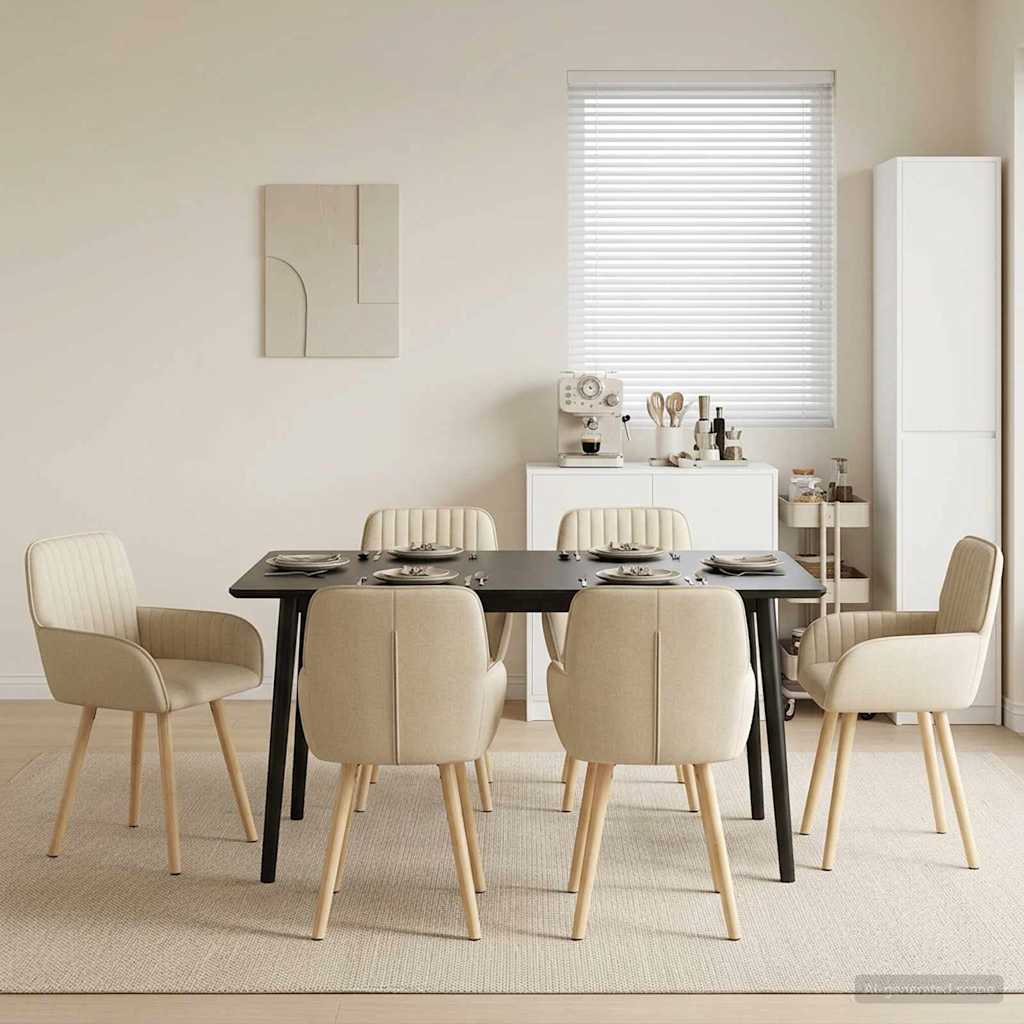 vidaXL Matstolar 6 pcs Tyg Gr&auml;ddvit 56,5 x 50 x 87,5 cm