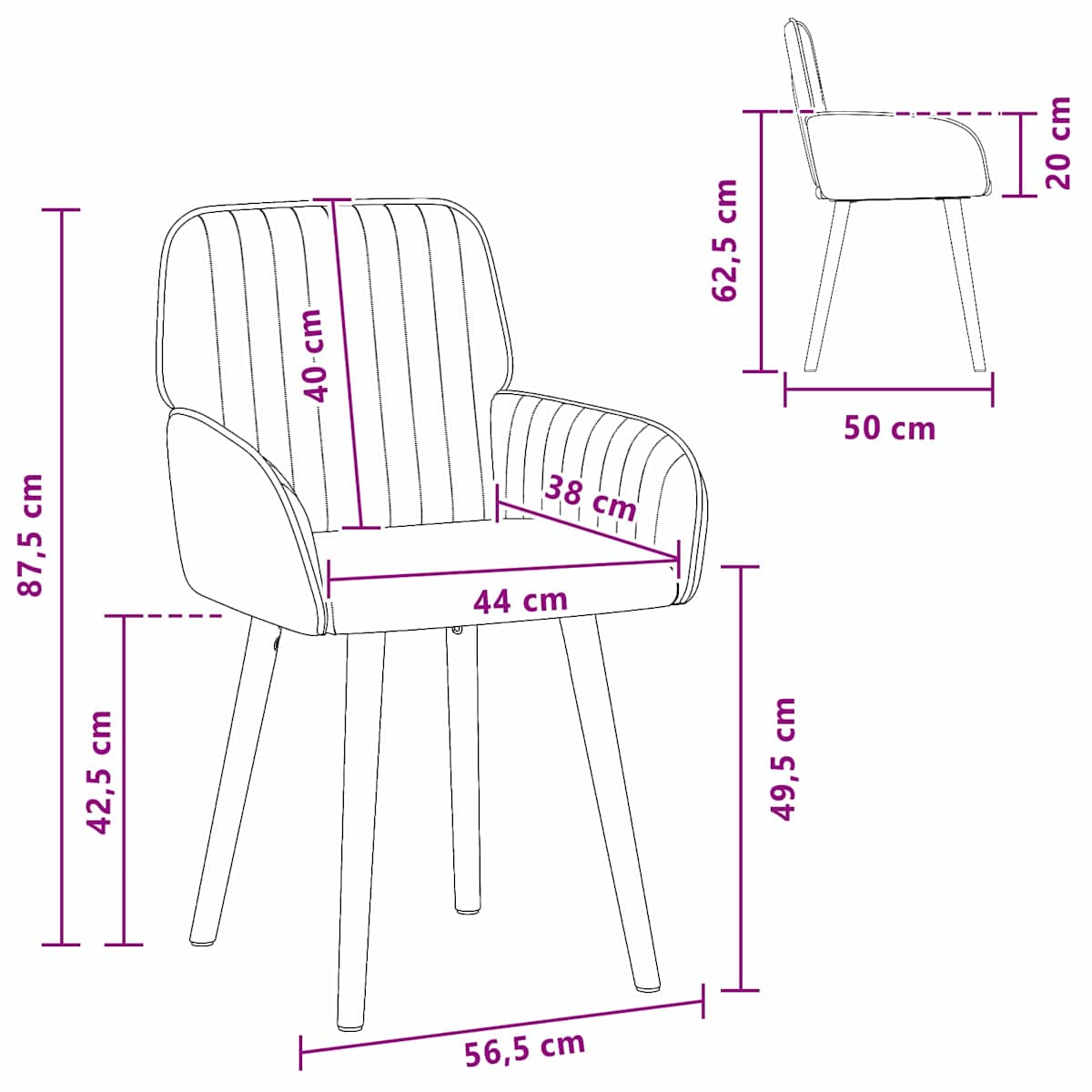 Spisestole Stof 56,5 x 50 x 87,5 cm - Billede 8