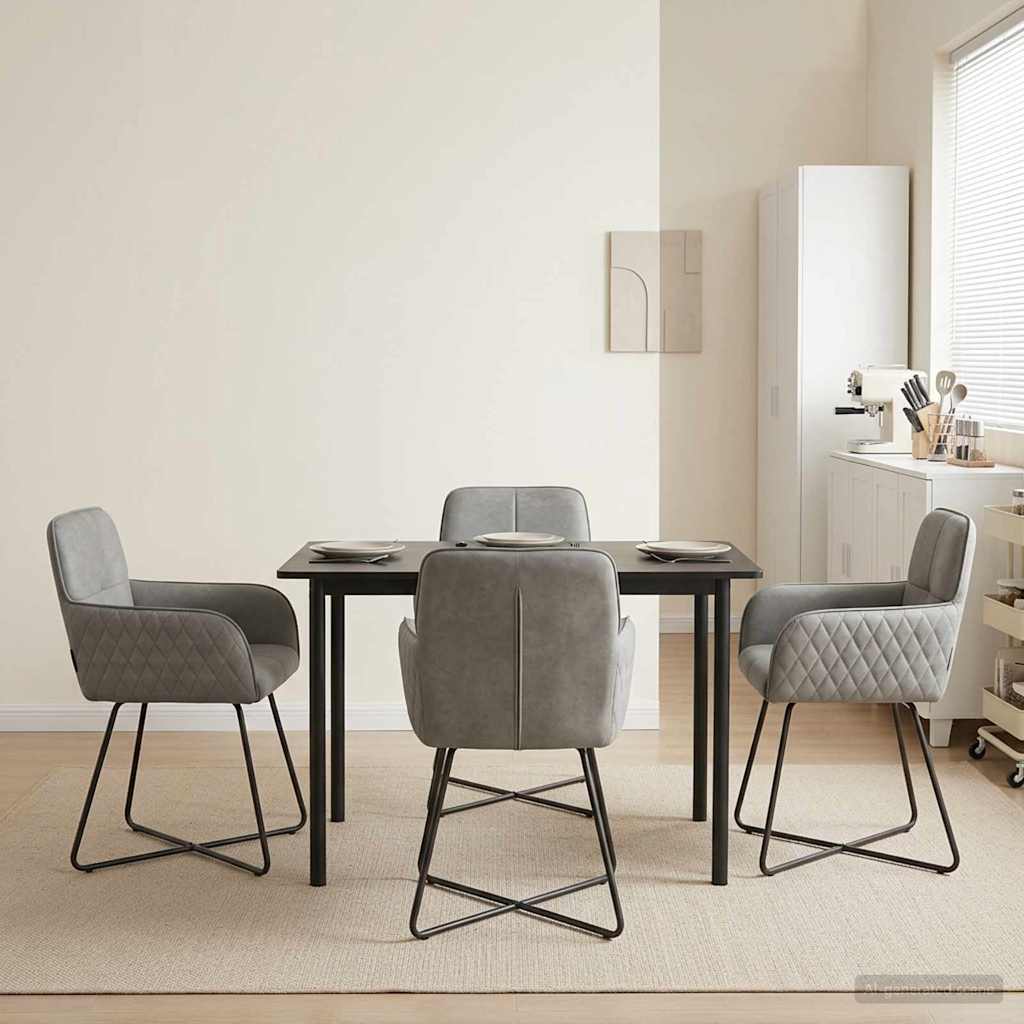 vidaXL Matstolar 4 st Sammet Ljusgr&aring; 59 x 56,5 x 86 cm