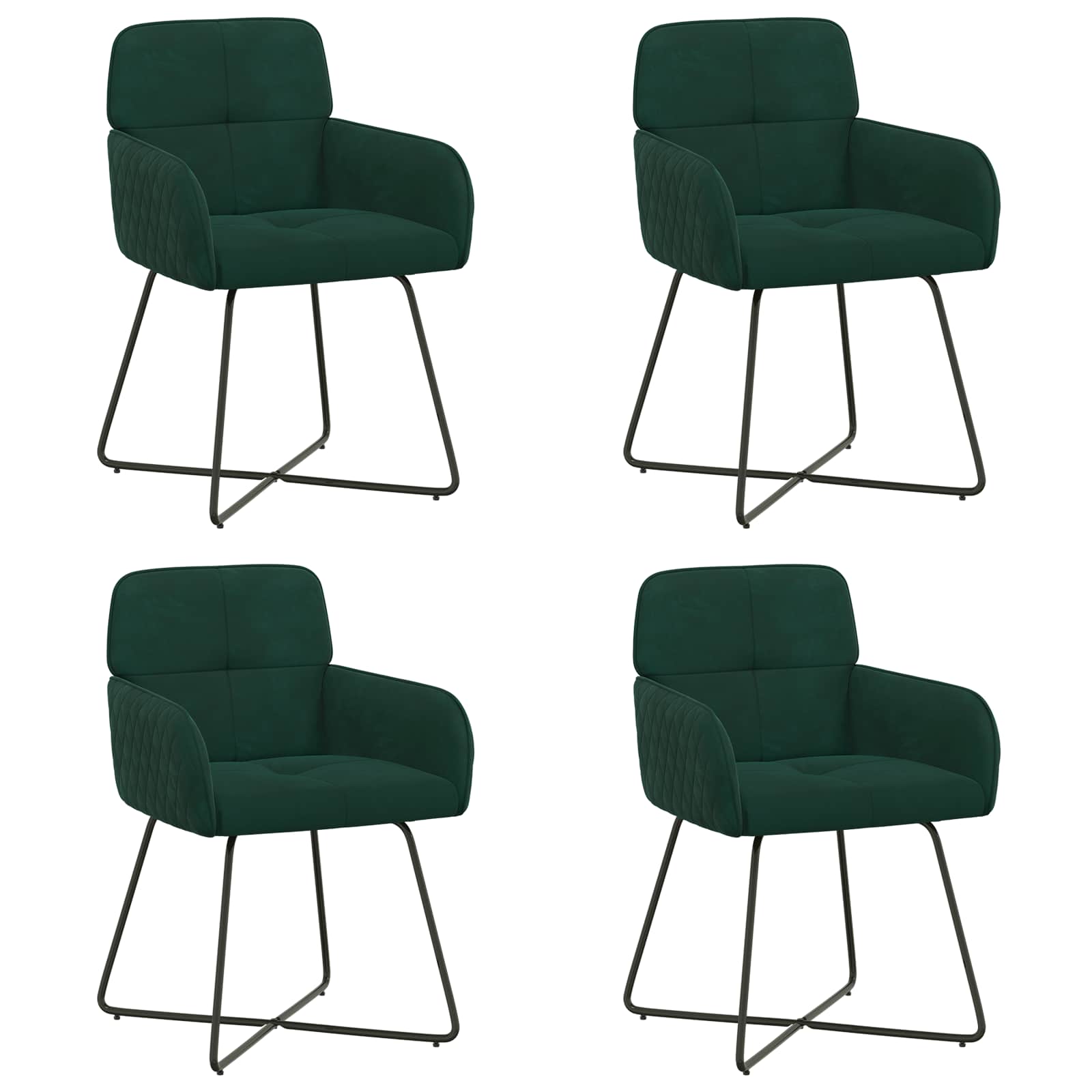 vidaXL Eettafelstoelen 4 st fluweel Donkergroen 59 x 56,5 x 86 cm groen, foto 3