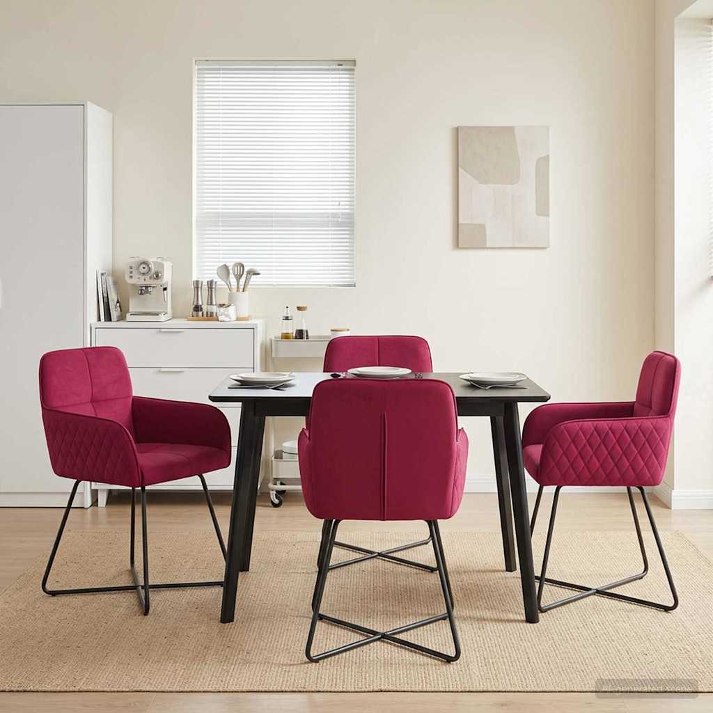 vidaXL Matstolar 4 st Sammet Vinr&ouml;d 59 x 56,5 x 86 cm