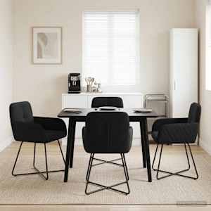 Jedilni stoli 4 pcs Žamet Črna 59 x 56,5 x 86 cm
