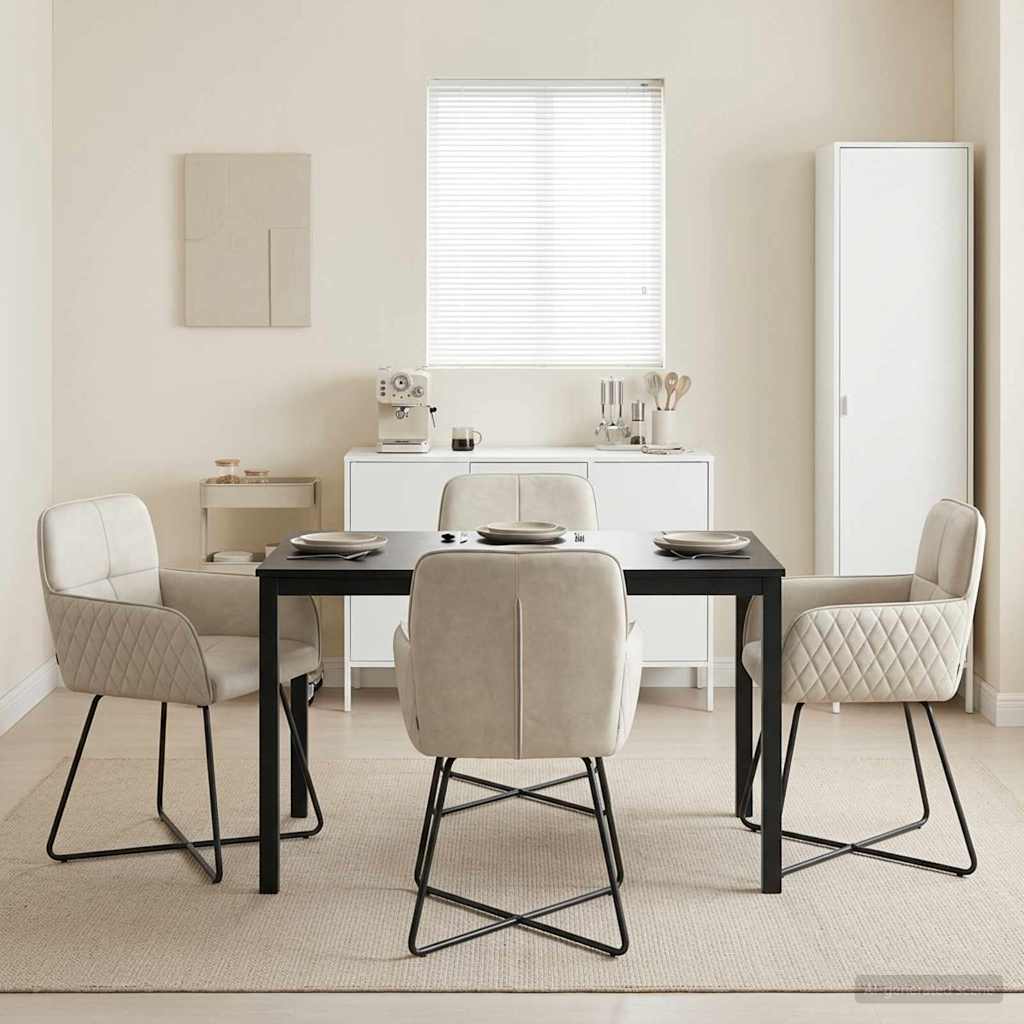 vidaXL Matstolar 4 st Sammet Gr&auml;ddvit 59 x 56,5 x 86 cm