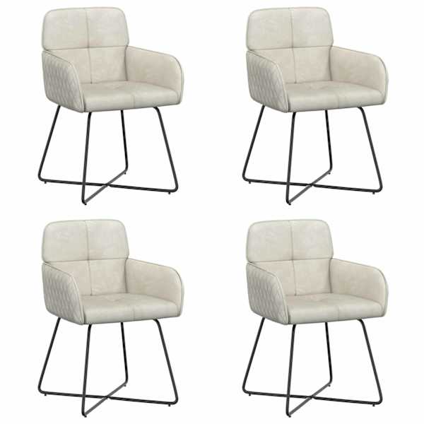 vidaXL S&ouml;&ouml;gitoa Toolid 4 tk Samet Kreemjas 59 x 56,5 x 86 cm