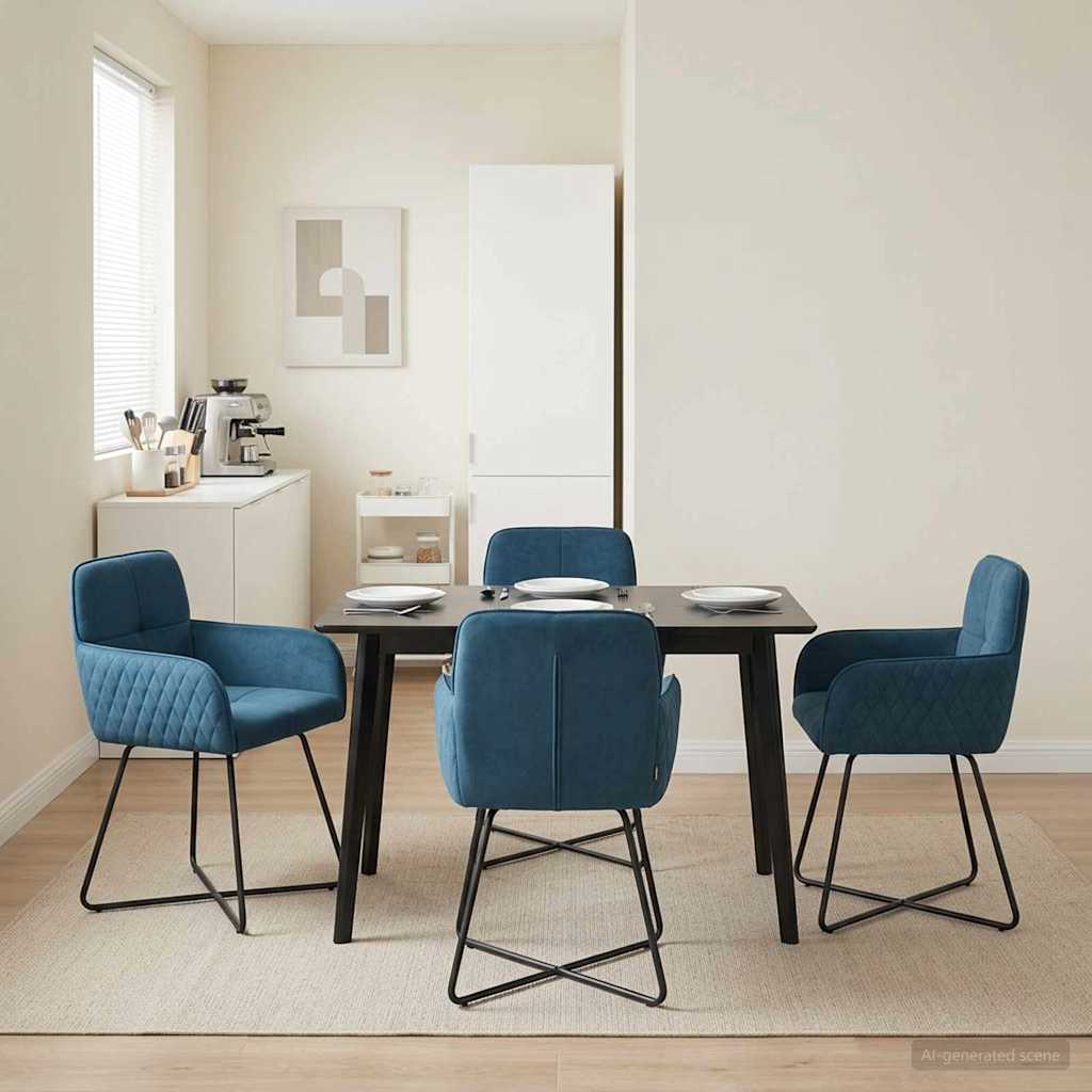 vidaXL Matstolar 4 st Sammet Blå 59 x 56,5 x 86 cm