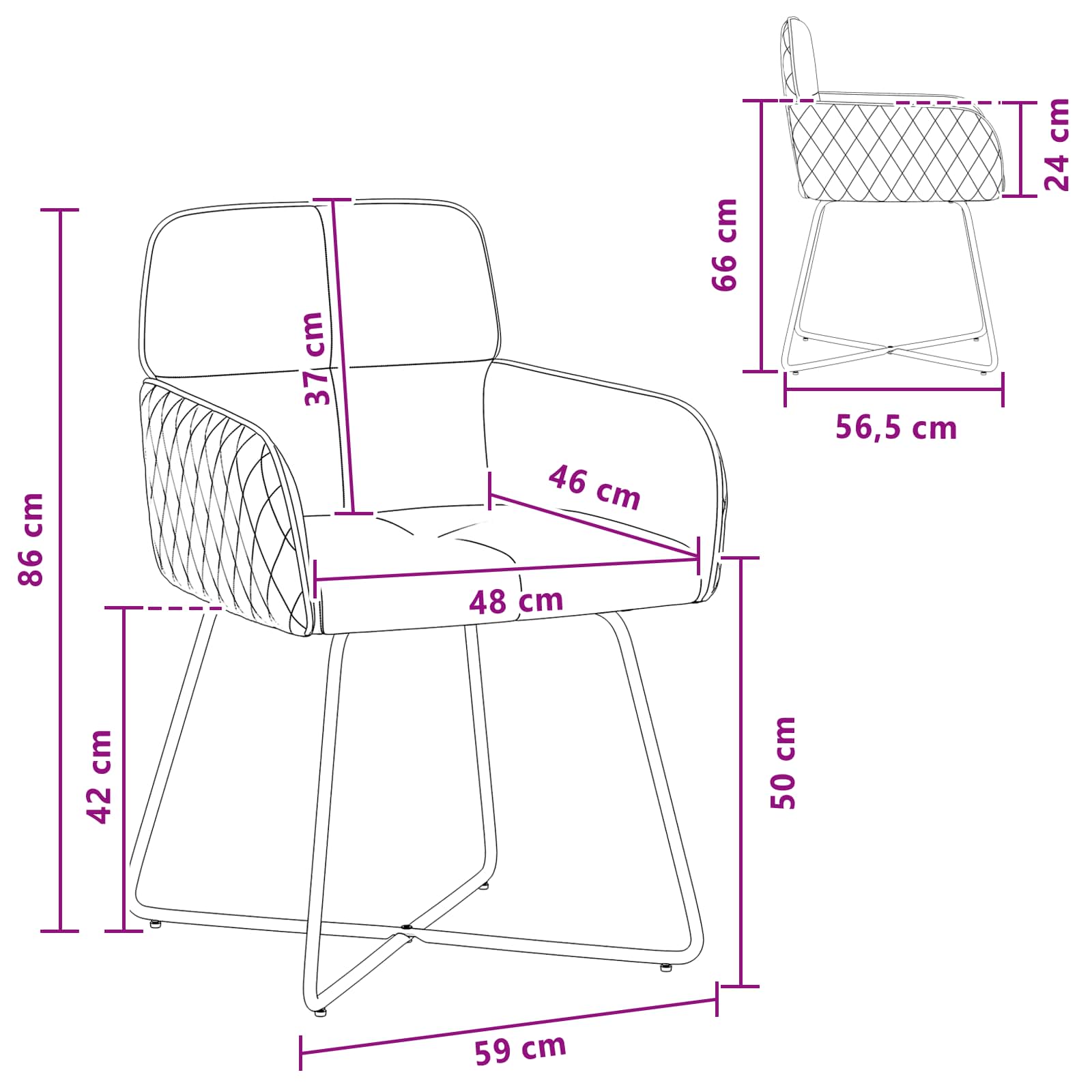 Jedilni stoli 4 pcs Žamet Modra 59 x 56,5 x 86 cm - slika 8