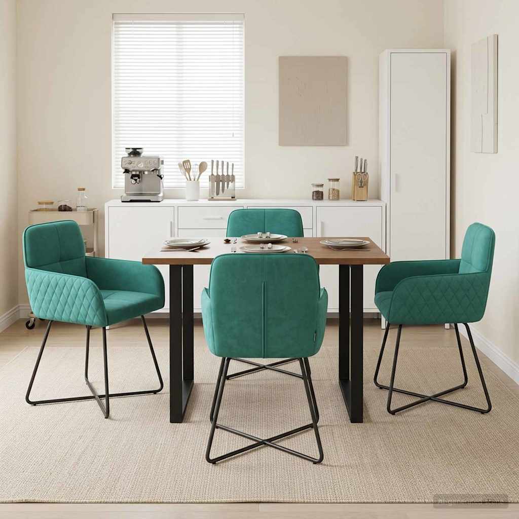 vidaXL Matstolar 4 st Sammet Turkos 59 x 56,5 x 86 cm