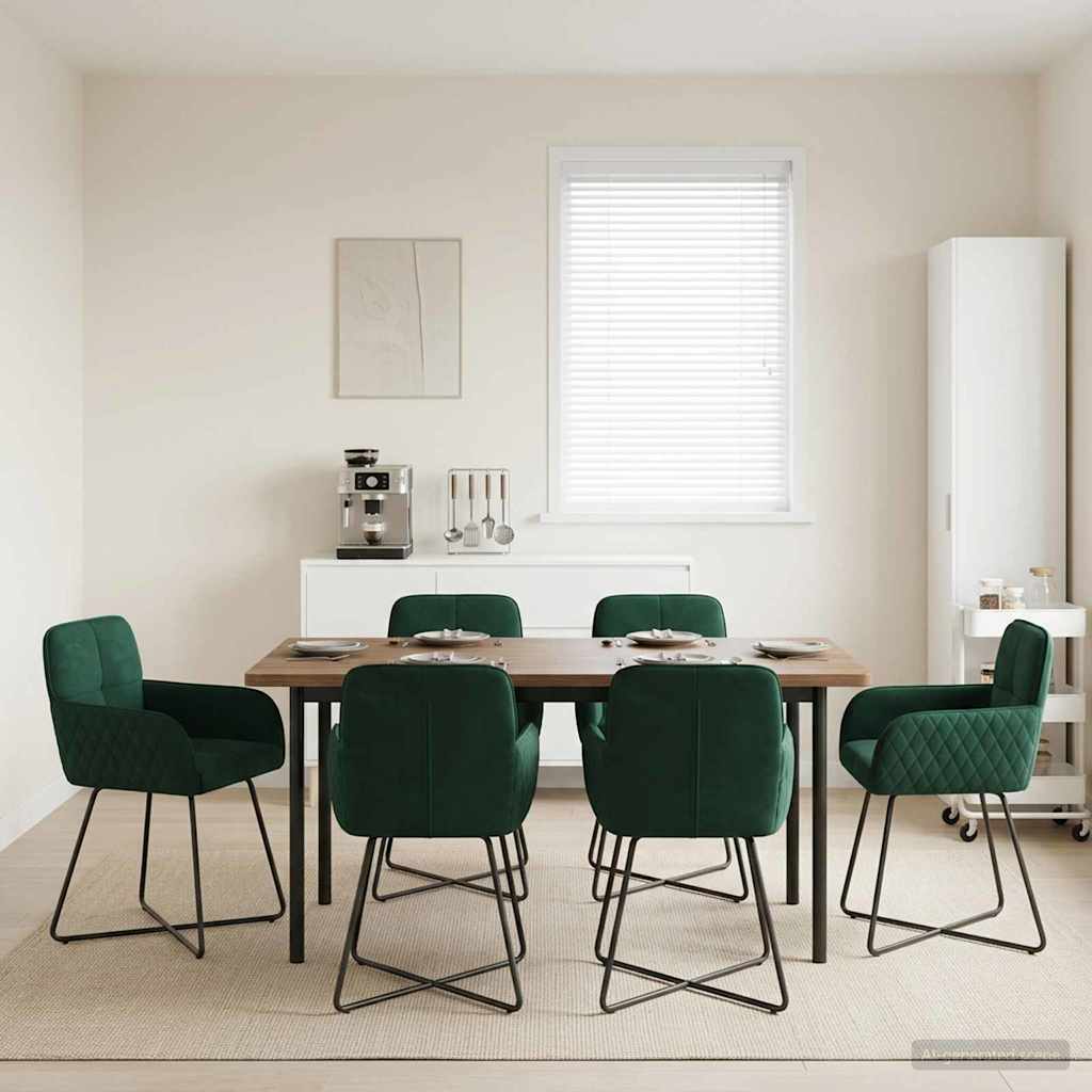vidaXL Matstolar 6 st Sammet M&ouml;rkgr&ouml;n 59 x 56,5 x 86 cm
