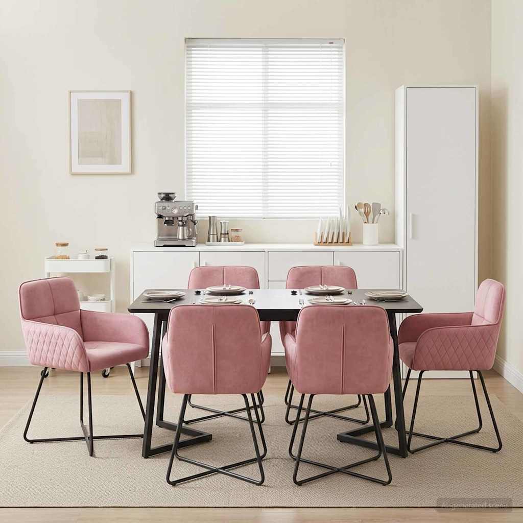 vidaXL Matstolar 6 st Sammet Rosa 59 x 56,5 x 86 cm