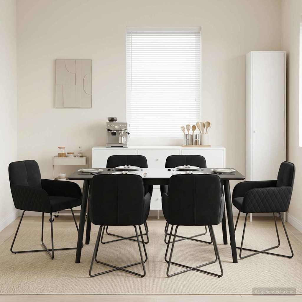 vidaXL Matstolar 6 st Sammet Svart 59 x 56,5 x 86 cm