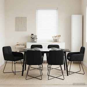 Jedilni stoli 6 pcs Žamet Črna 59 x 56,5 x 86 cm