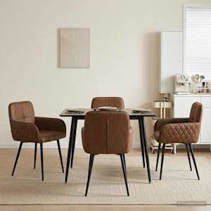 Jedilni stoli 4 pcs Umetno nubuk usnje Rjava 59 x 56,5 x 85 cm