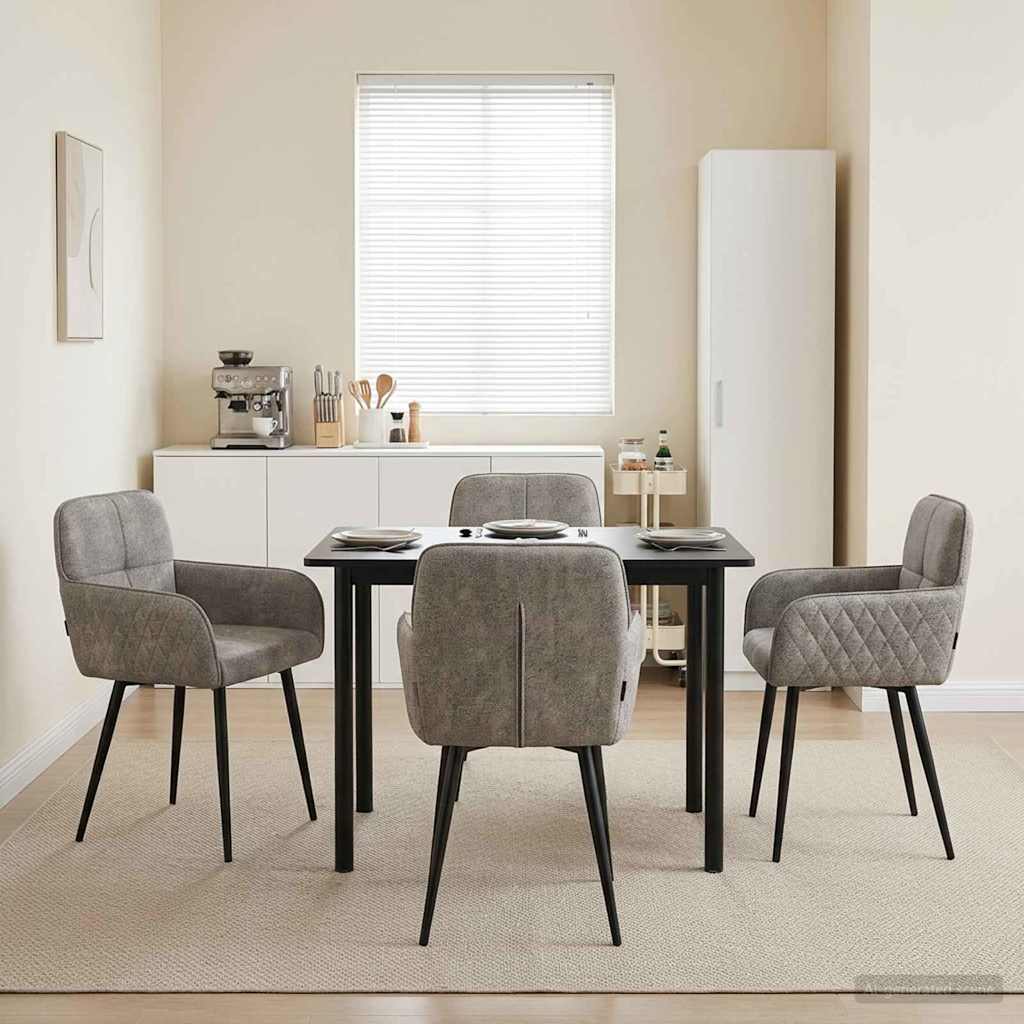 vidaXL Matstolar 4 st Faux Mockal&auml;der Ljusgr&aring; 59 x 56,5 x 85 cm