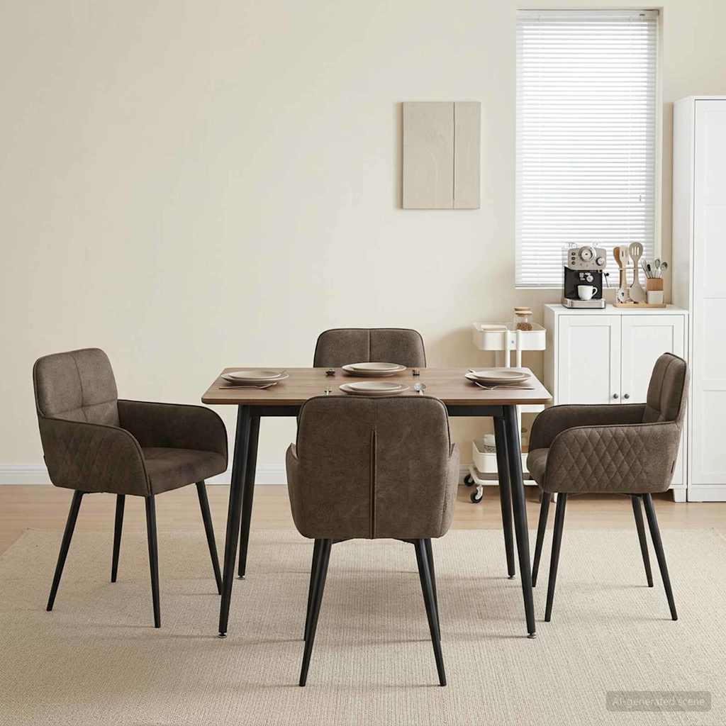 vidaXL Matstolar 4 st Faux Mockal&auml;der M&ouml;rkgr&aring; 59 x 56,5 x 85 cm