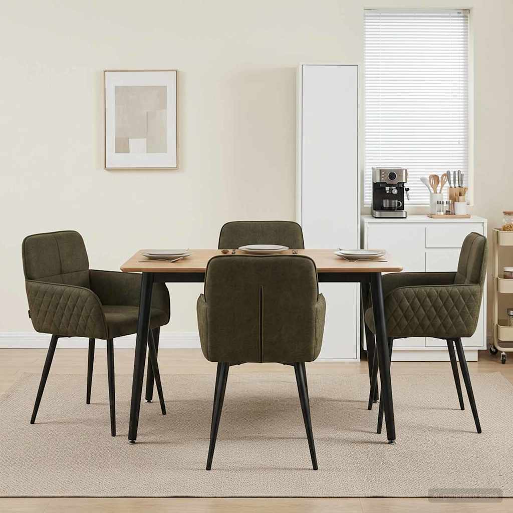 vidaXL Scaune de dining 4 pcs Piele Suedată Sintetică Verde Army