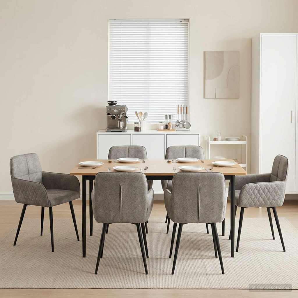 vidaXL Matstolar 6 st Faux Mockal&auml;der Ljusgr&aring; 59 x 56,5 x 85 cm