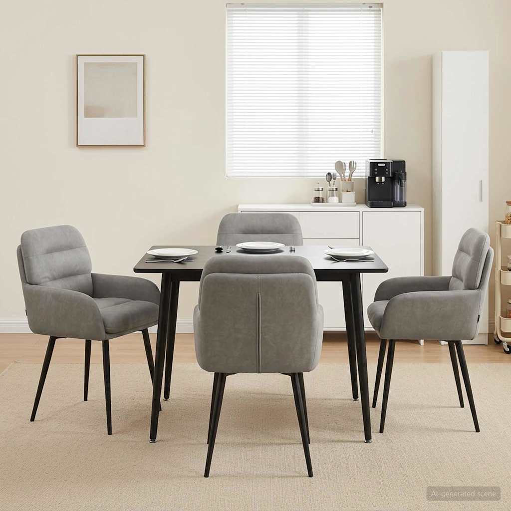 vidaXL Matstolar 4 st Sammet Ljusgr&aring; 59 x 59,5 x 90 cm