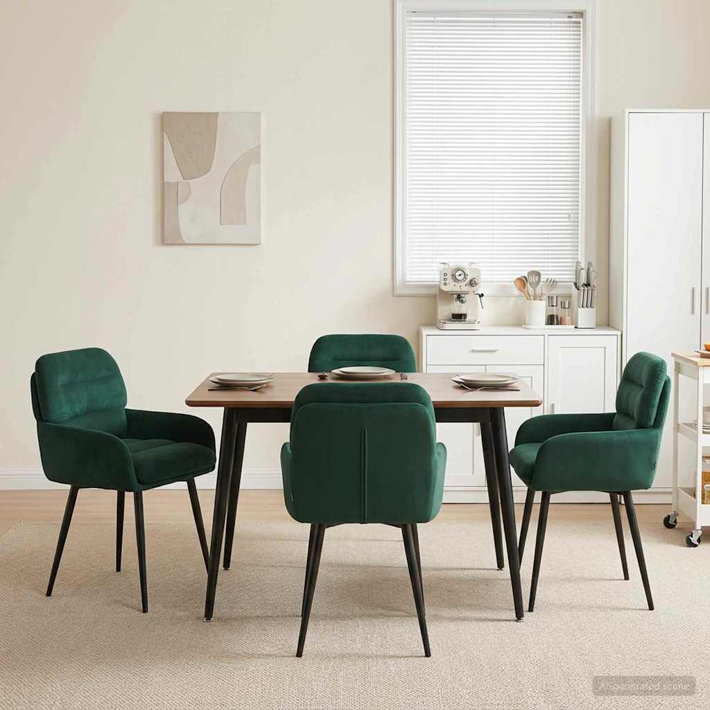 vidaXL Matstolar 4 pcs Sammet (V) Mörkgrön 59 x 59,5 x 90 cm