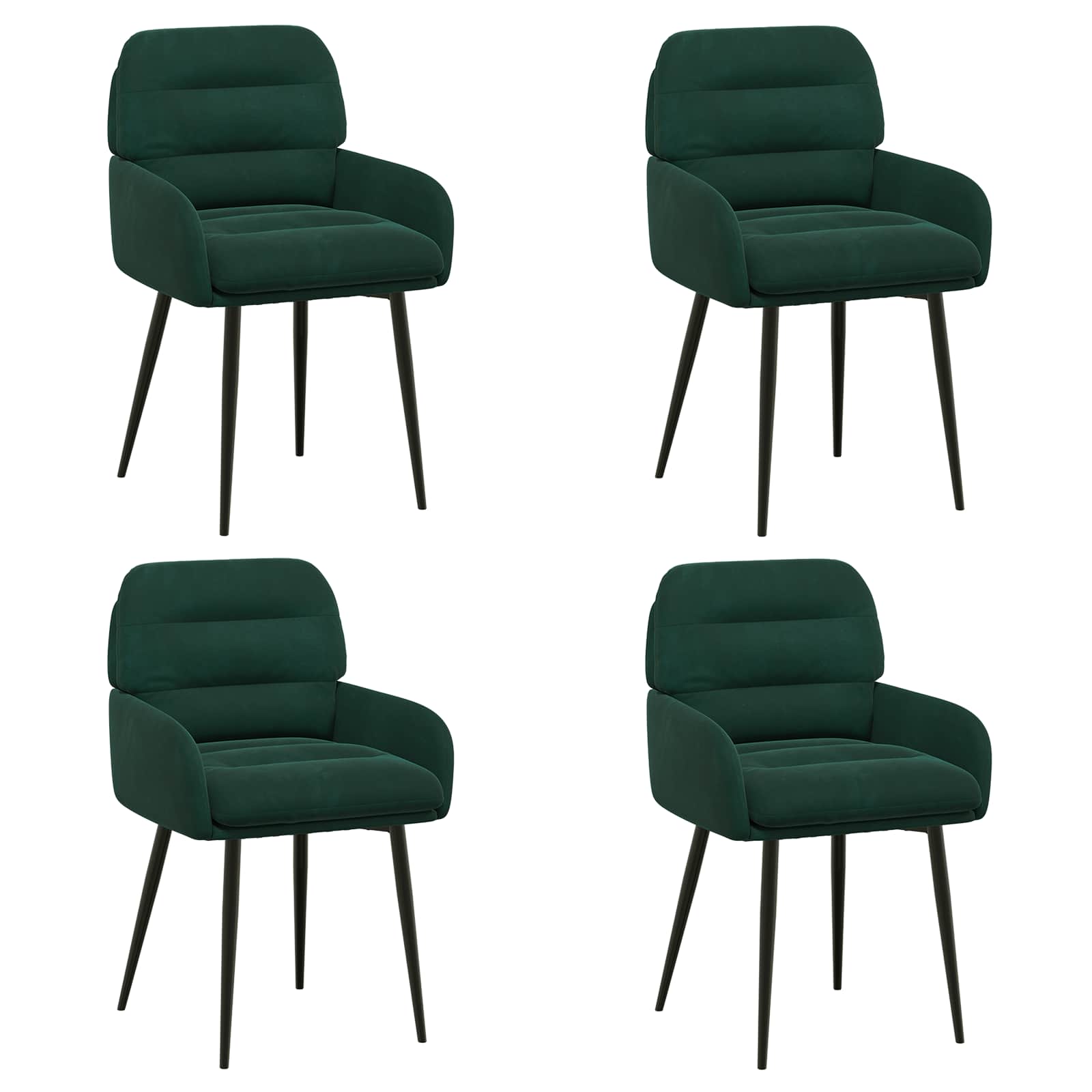 vidaXL Jedilni stoli 4 pcs Žamet Temno zelena 59 x 59,5 x 90 cm - slika 2