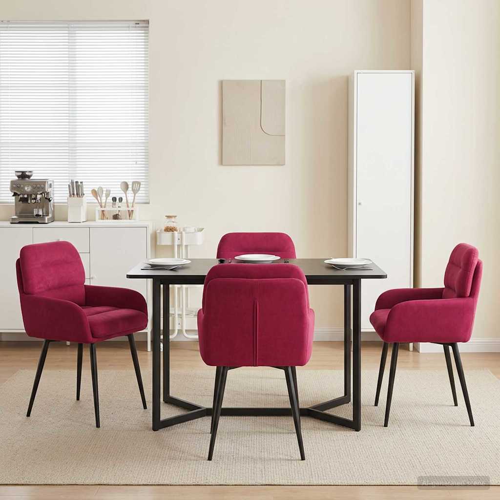 vidaXL Matstolar 4 pcs Sammet (V) Vinröd 59 x 59,5 x 90 cm