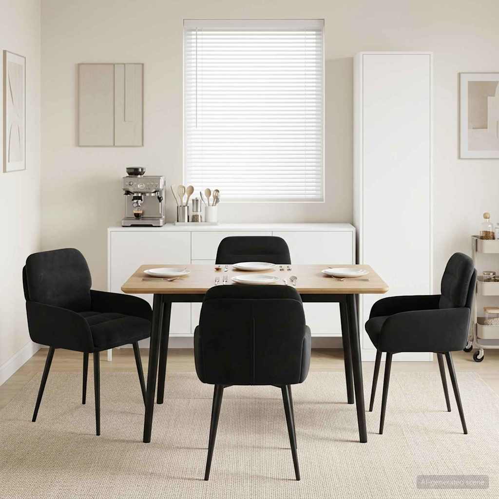 vidaXL Matstolar 4 st Sammet Svart 59 x 59,5 x 90 cm