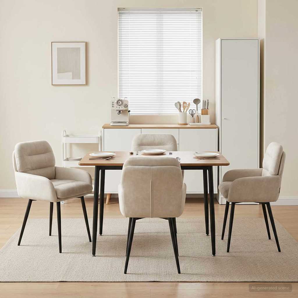 vidaXL Matstolar 4 st Sammet Gräddvit 59 x 59,5 x 90 cm