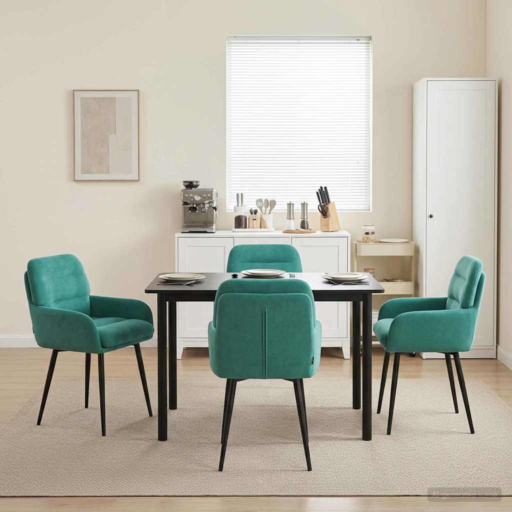 vidaXL Matstolar 4 pcs Sammet (V) Turkos 59 x 59,5 x 90 cm