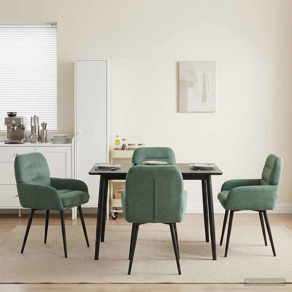 vidaXL Matstolar 4 pcs Sammet (V) Havgrön 59 x 59,5 x 90 cm