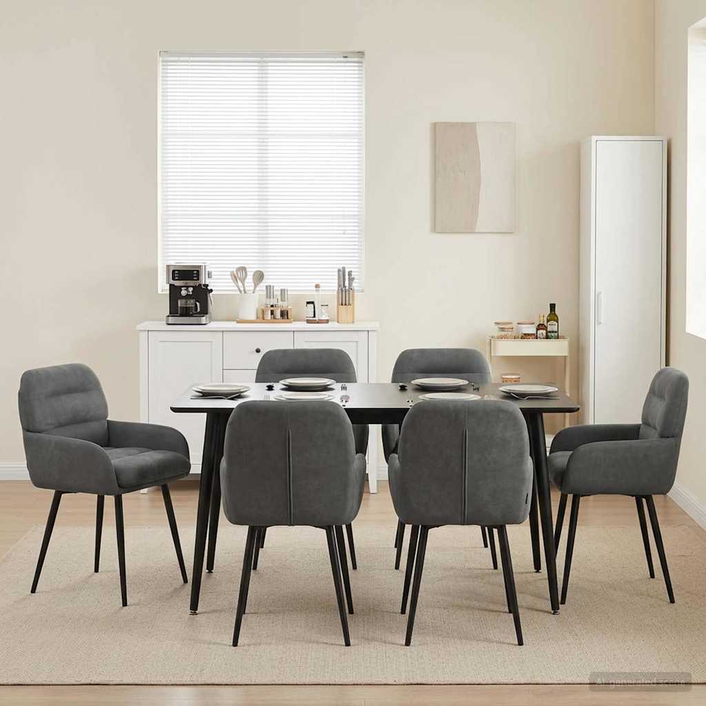 vidaXL Matstolar 6 st Sammet Mörkgrå 59 x 59,5 x 90 cm