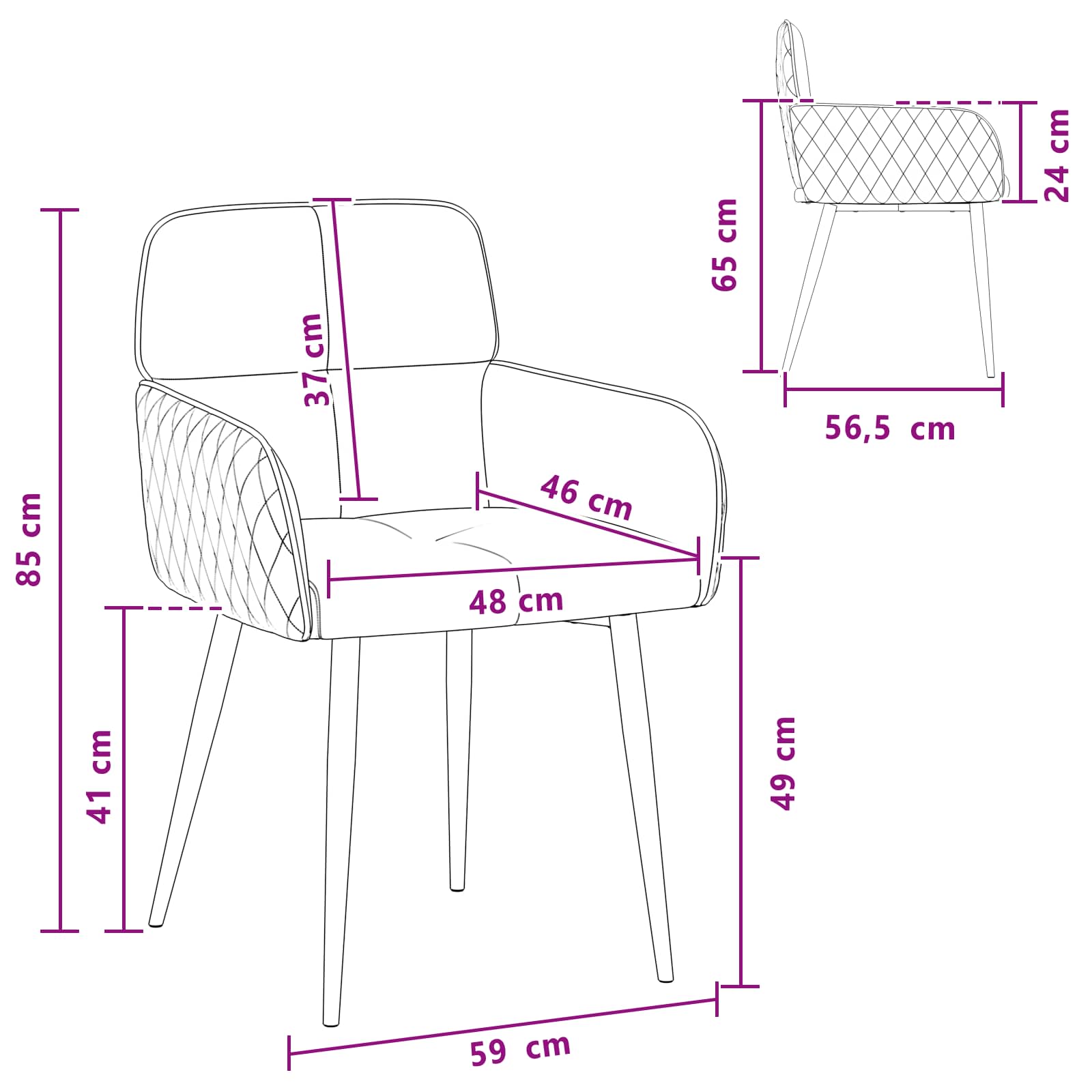 Jedilni stoli 6 pcs Žamet Temno siva 59 x 59,5 x 90 cm - slika 8