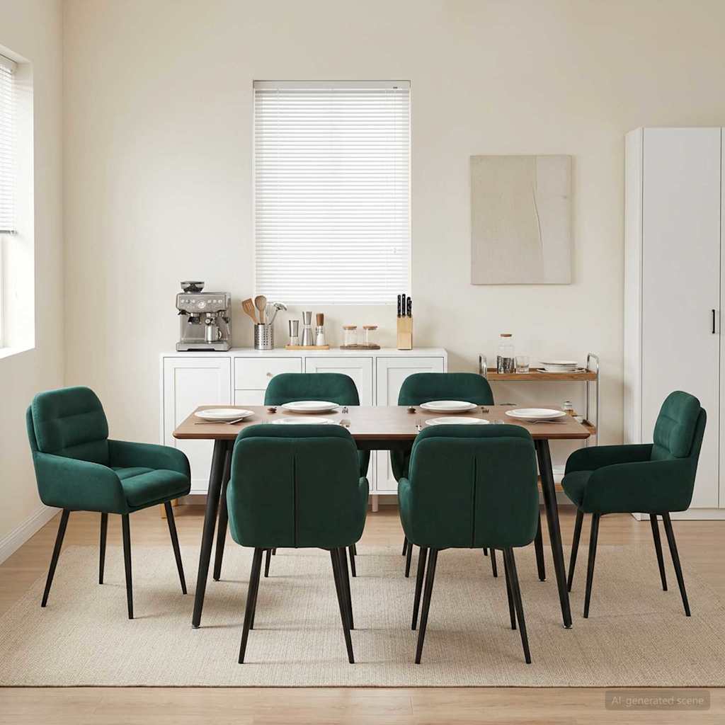 vidaXL Matstolar 6 st Sammet Mörkgrön 59 x 59,5 x 90 cm