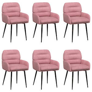 Jídelní židle 6 pcs Samet Růžová 59 x 59,5 x 90 cm - obrázek 2