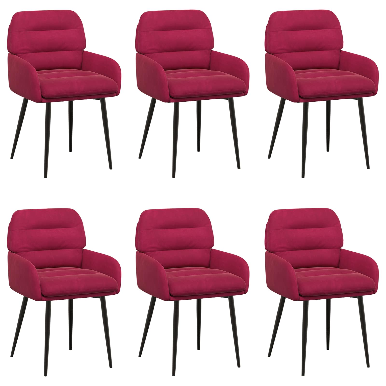 vidaXL Jedilni stoli 6 pcs Žamet Vinorodna rdeča 59 x 59,5 x 90 cm - slika 2